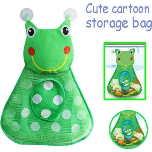 Cute Duck Frog Folding High Quality Baby Bathroom Toy Mesh Child Bath Toys Storage Net Suction Cup Baskets Household Storage Bag
