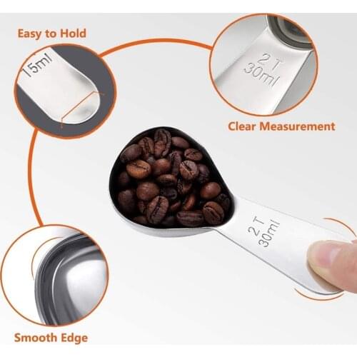 MLGB Stainless Steel Coffee Spoon Set Short Handle Spoon Measuring Spoon 4 Pieces