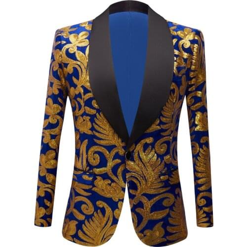 Mens Blue laser Sequin Fashion Shawl Lapel Royal Black Velvet Floral Shiny Sequins Blazers Wedding Groom Prom Singers Suit Jacke