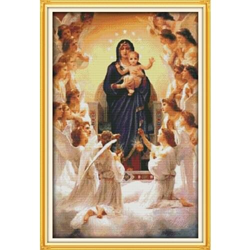 The Virgin Mary and her son (9) cross stitch kit people 18ct 14ct 11ct count print canvas stitches embroidery DIY handmade