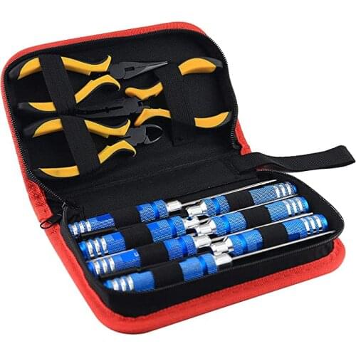 10-in-1 RC Tools Kits Box Set Screwdriver Pliers Hex Sleeve Socket Repair for RC Car Boat Quadcopter Helicopter Multirotors Mode