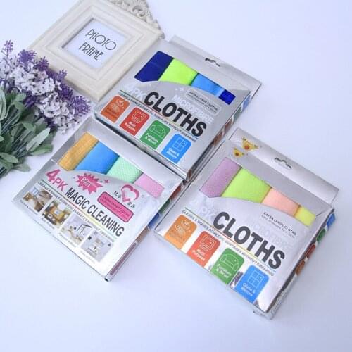 7 Colors 4PC Kitchen Towel Set Microfiber Solid Color Rag Kitchen Cleaning Supplies Dish Cloth Home & Garden