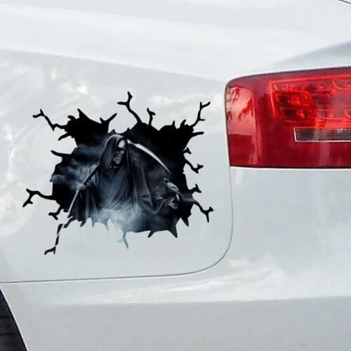 Car Reaper Sticker 3D Silent Skull Stickers Scary Ghost Car Window Decals Wall Floor Sticker For Halloween Auto Exterior Decal
