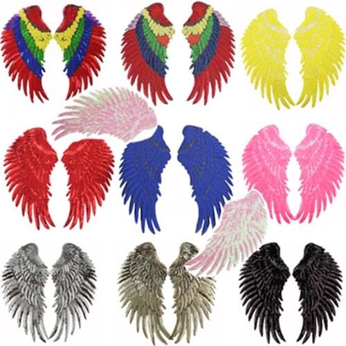 New wing Embroidery lace applique paillette fabric sweater clothes patch sequined stickers t-shirt diy patches decoration 1 pair