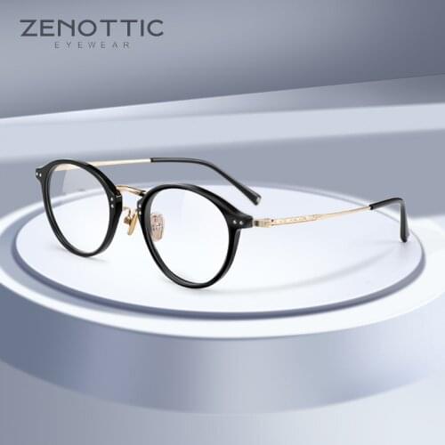ZENOTTIC Acetate Round Prescription Glasses Frame Men Anti Blue Light Photochromic Lens Eyeglasses Luxury Myopia Optical Eyewear