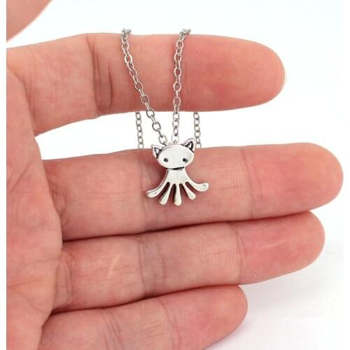 Cat octopus pendant necklace