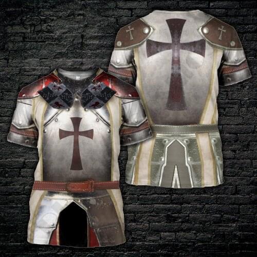 PLstar Cosmos 3DPrint Newest Knight Templar Royal Cosplay Art Unique Man/Woman Harajuku Streetwear Casual T-Shirt Short Sleeve 1