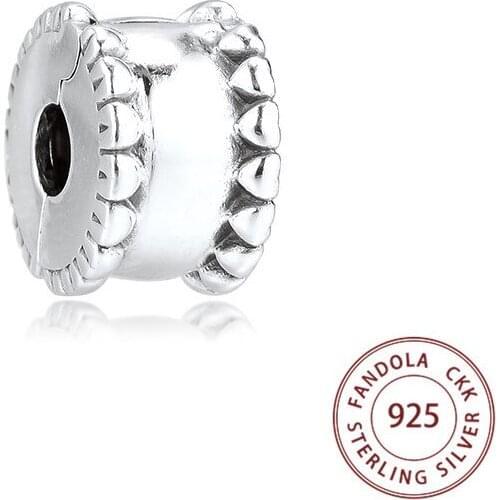 Fits Pandora Bracelet Argent 925 Sterling Silver Beaded Hearts Clip Charms Beads for Jewelry Making Kralen