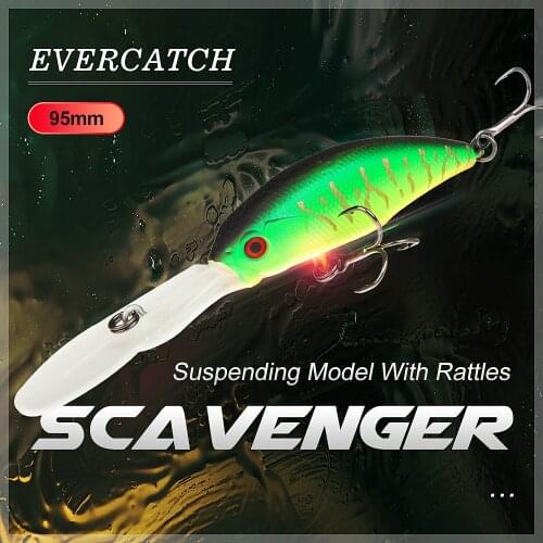 Evercatch scavenger 95mm/8g suspending deep diving crankbait rattlin jerkbait floating shad wobblers fishing lures for pike bass