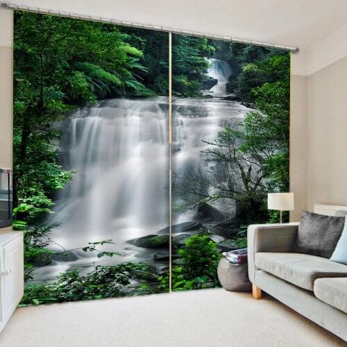 Nature scenery waterfall curtains 3D Blackout Curtains Living Room Bedroom Hotel Window curtains
