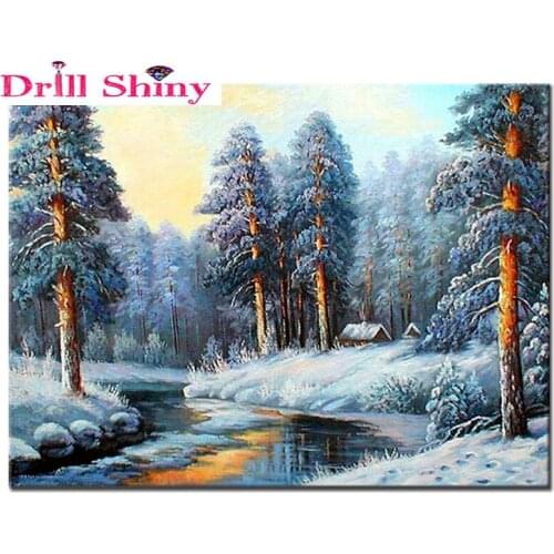 Crafts diamond embroidery winter landscape diy 5D diamond painting cross stitch snow crystal decorative square diamond puzzle
