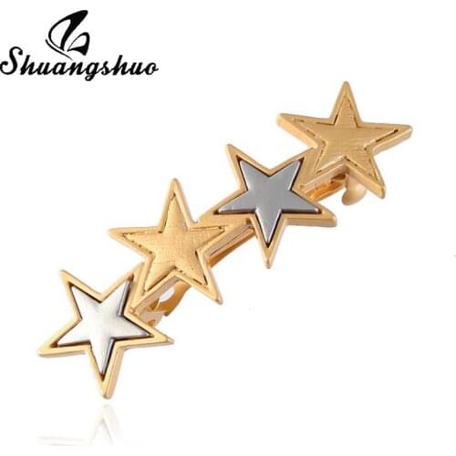 Shuangshuo Fashion Two Colors Gold And Sliver Star Hair Clips Barrette Hairpin Delicate Star Hair Pins Accessories for Women