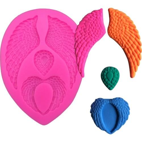 Angel Wings Shape fondant silicone soap mold for kitchen baking chocolate pastry candy Clay making cupcake decoration tool F0143