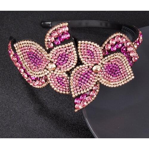 Temperament Princess Big Flower Head Wear Headband for Women Rhinestone Non-slip Border Girl Hairpin Fancy Hair Accessories Gift