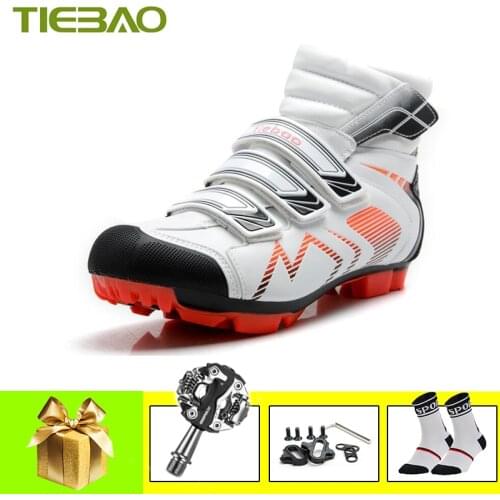 Tiebao Winter Cycling Shoes Sapatilha Ciclismo Mtb Mountain Bike Shoes Self-locking Pedales Bicicleta Mtb Bicycle Riding Sneaker