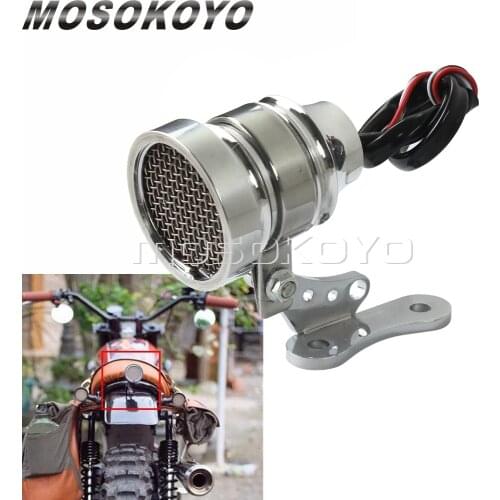 Universal Motorcycles Retro LED Taillight Mesh Grill Guard Rear Tail Brake Light Lamp Fender Mount for Harley Chopper Cafe Racer