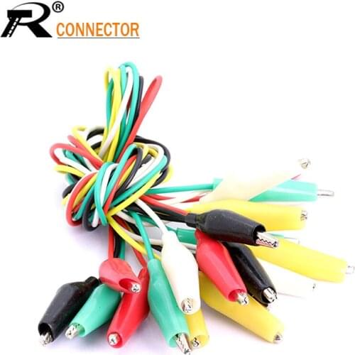 10pcs 35mm alligator clip Electrical 50cm length double-ended jumper wire mini test clip Alligator clamps 5 colors