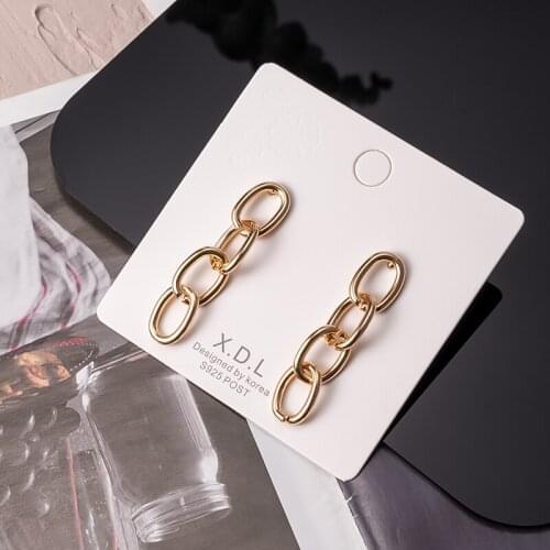 Golden Long Drop Earrings Korean Geometry Gold Chain Earrings For women Female Vintage Drop Earrings 2020 Trend Fashion Jewelry