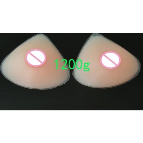 1pair Soft Silicone Breast Forms Natural Chest Enhancer Artificial Boobs Triangle Shape For Trangsgender 1200g/1400g/1600g