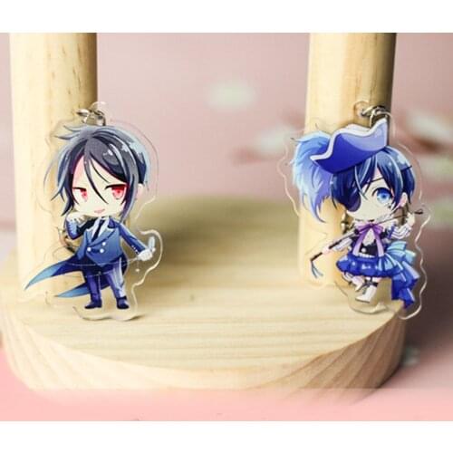 1 Pcs Kawaii Anime Kuroshitsuji Black Butler Keychains Figure Ciel Acrylic Pendant Keyring Women Men Bag Children Gift Toys
