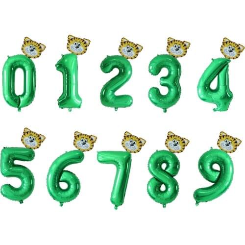 2Pcs 30inch Green Number Foil Balloons Animal Balloon Monkey Giraffe Zebra 1 2 3 4 5 6 7 8year Kid Boy Girl Birthday Party Decor