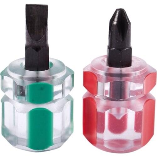 2 pcs Flat Phillips Screwdriver Mini Screw Driver Short Small Split Repair Tools Kit Set Green+Red