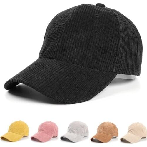 2021 New Autumn Winter Adjustable Black Beige Plain Color Corduroy Baseball Caps Dad Hats Women Mens
