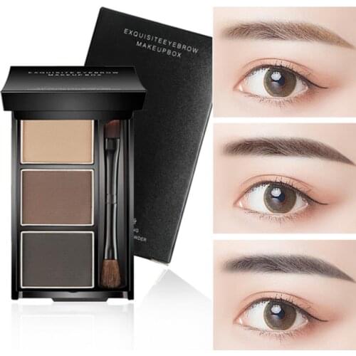 3 Colors Three-dimensional Natural Eyebrow Powder Palette Highlight Powder Nose Shadow Lasting Non-blooming Eyebrow Cosmetics
