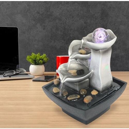 3-Tier Tabletop Fountain Automatic Pump Meditation with LED Light for Indoor