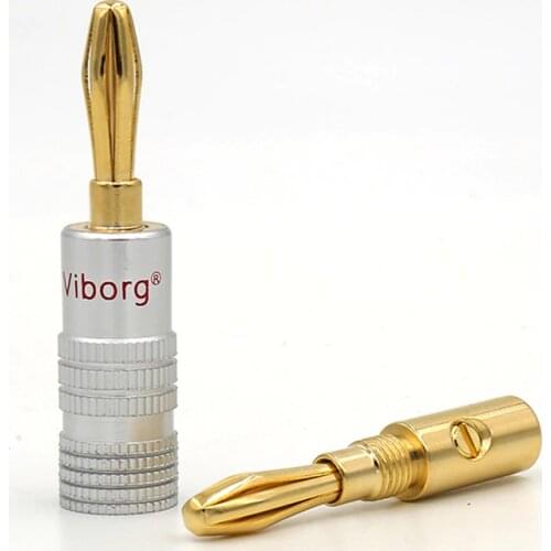 4mm viborg Speaker Banana Plugs 24K Gold plated Adapter Connector Socket Audio jack screw
