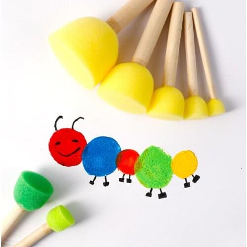 4PCS Or 5PCS Kid Sponge Paint Brush Original Wooden Handle Pottery Clay Painting Graffiti Early Toy DIY Clay Art Supplies Gifts