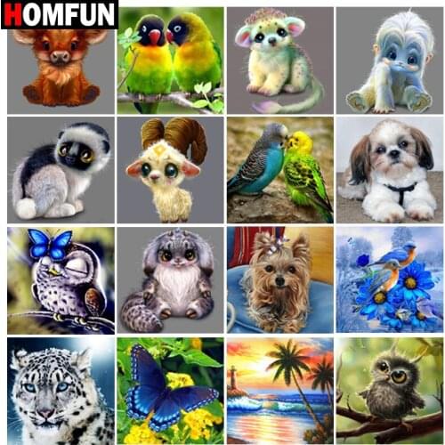 HOMFUN 5D DIY Diamond Embroidery Full Display "Cartoon animal friend" Diamond Painting Square/Round Rhinestones Decor Art