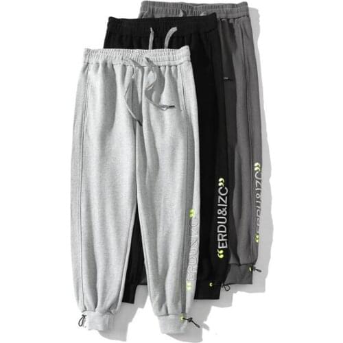 ERIDANUS Mens Pants Spring Autumn New Loose Side Letter Decoration Ins Trend Couple Men Casual Trousers Streetwear Male MKX115