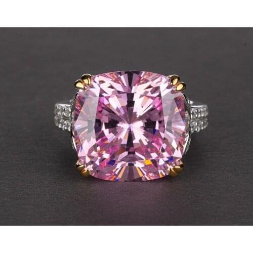 Choucong 100% Real 925 Sterling Silver Rings for women men Cushion cut 14mm Sona Diamon cz Engagement Wedding Band Ring Jewelry