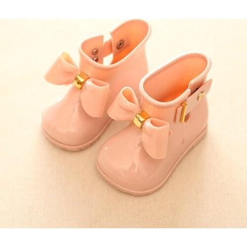 Kids Rain Boot Cute Bowknot Jelly Boots Baby Toddler Adorable Princess Girls Boots Candy Color Non Slip Water Shoes Clearance