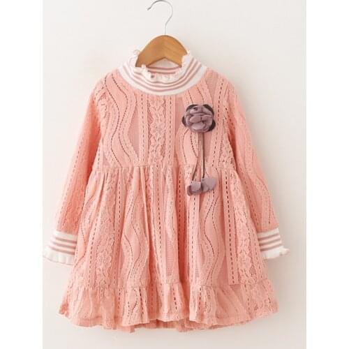 Kids dress Shirts long sleeve Lace dress Spring Autumn Children party girl Clothing dress teenagers Tops Baby Girls Wear 7 years