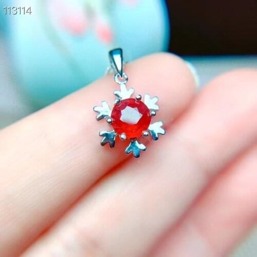 Gemstones natural Ruby 7mm*7mm Pendant Natural Genuine Clavicle Chain Necklace for Girlfriend