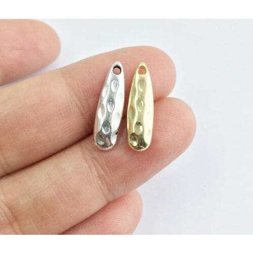 Eruifa 20pcs 5*18mm Long Tear Drop gold/Silver plated Zinc alloy Charms Pendant Jewelry DIY Necklace Bracelet Earrings 2 colors