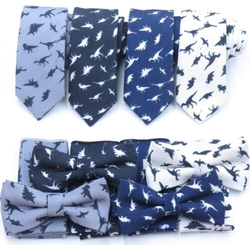 Fashion Original dinosaur Pattern Tie Natural Hand Made Bowtie Men Business Party Wedding