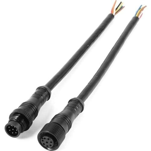 GTBL 8 Pin M/F Plug Waterproof Connector Cable Black