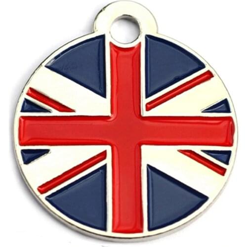 Customized Cross Design Enamel Flag Personalized Dog Tag Wholesale Manufacturer British Flag Dog Tag