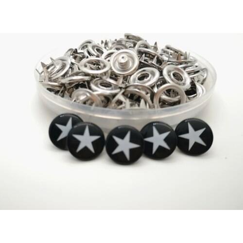 11mm Star Print Press Snap-Buttons Prong Metal Childrens for Skin-Care