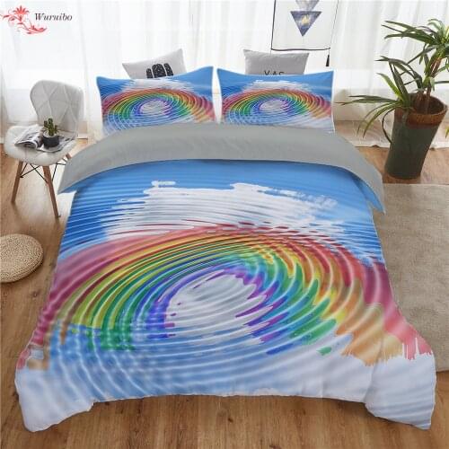Rainbow Wave Print Bedding Sets Colorful Ripple Duvet Cover Quilt/Comforter Cover King Queen Size 150Bed ropa de cama Bedclothes