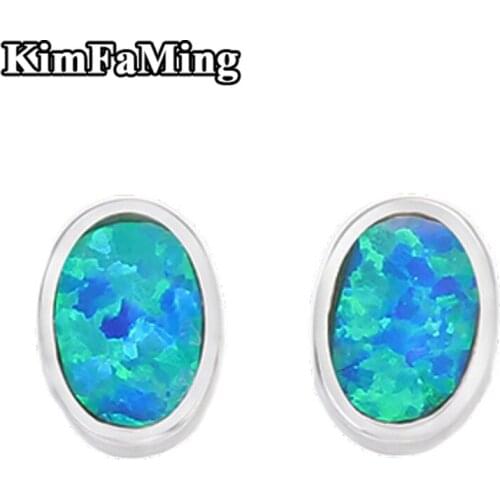 High Quality Classic Small Simple Fine Silver Oval Shape Opal Stud Earrings For Women Jewelry OPST015