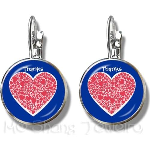 Merci Maitresse Glass Dome Earrings Classic 16mm Glass Silver Plated Stud Earrings For Women Girls Jewelry Teachers Gift