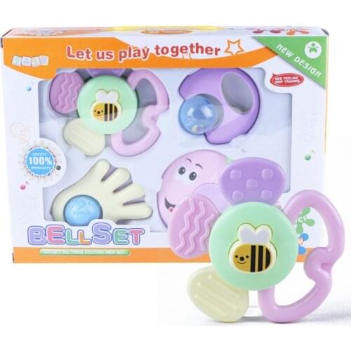 4 PCS Mixed Baby Rattles Set Learning Fun Development Toys 0-12 Months
