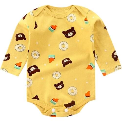 Baby Clothes Bodysuit Toddler Cartoon 2021 New Romper Kids Long Sleeves Cotton Overalls White Baby Newborn Bodysuit