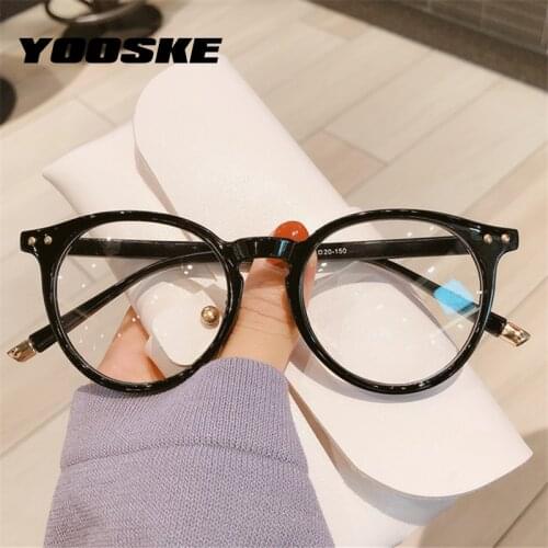 YOOSKE Round Eyeglasses for Women Men Computer Anti Blue Light Glasses Frames Transparent Optical Fake Eyeglass Myopia Frame