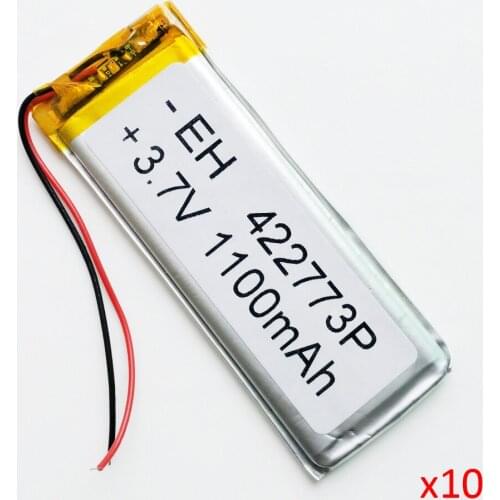 Wholesale 10 pcs 3.7V 1100mah 422773 Lithium Polymer LiPo Rechargeable Battery For Mp3 Mp4 PAD DVD DIY E-book bluetooth