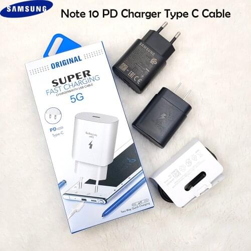 Original Samsung 25W PD Charger Cable Super Fast Charge Dual Type-C Line For Galaxy S20 S10 Plus S10e Note 10 Pro 10+ A90 A80